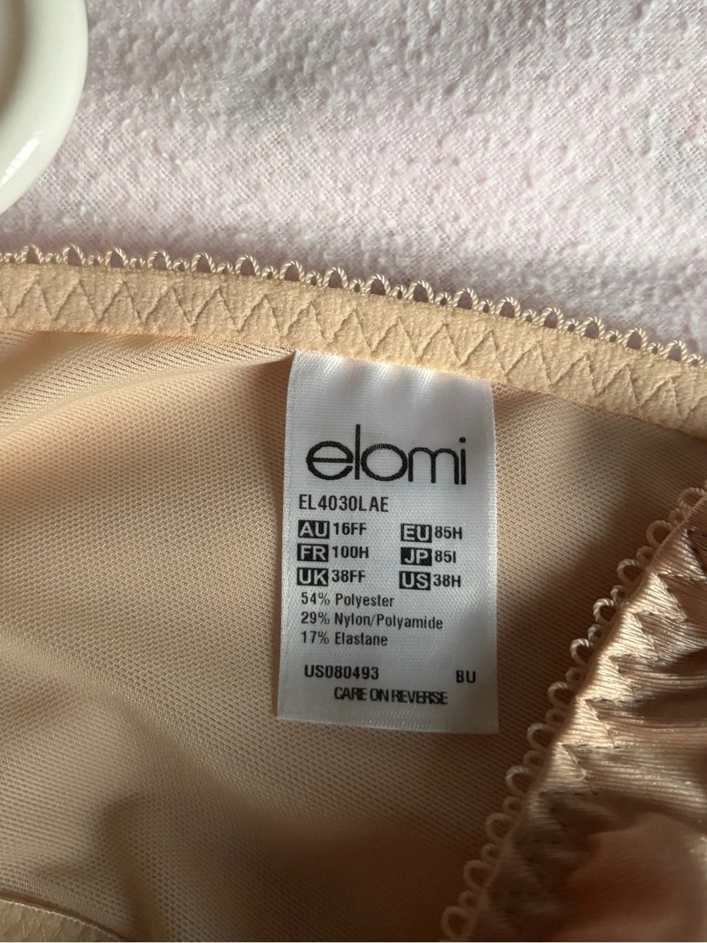 Elomi Full-Coverage Satin & Embroidered Bra in Blush